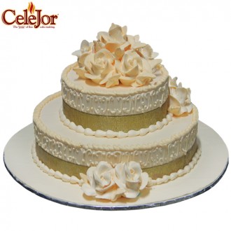 Peach Cake Wedding Cake (WD-1001)