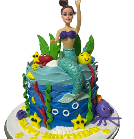 Fondant Mermaid Theme Cake (FGT-7007)