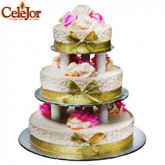 Peach Cake 3-Tier Wedding Cake (WD-1003)