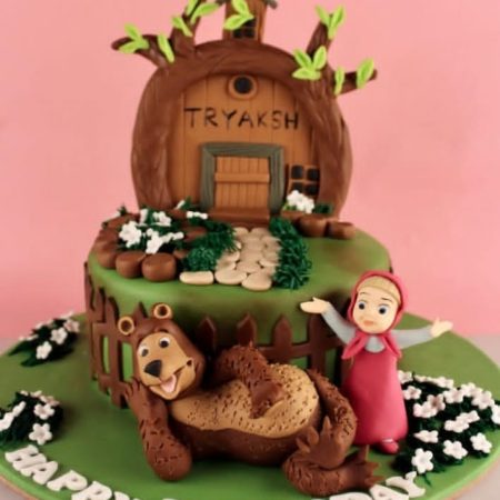 Fondant Masha & Bear Cake (FCT-5023)