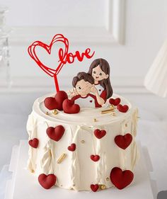Red Heart Couple  Cake (TH-3038)